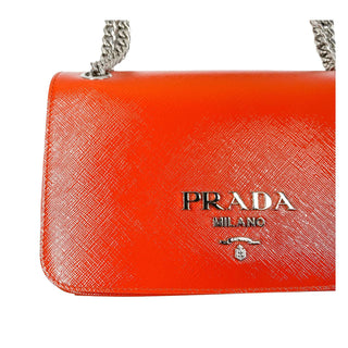 Prada Saffiano bag crossbody orange with chain strap