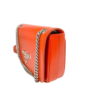 Prada Saffiano bag crossbody orange with chain strap