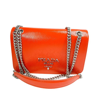 Prada Saffiano bag crossbody orange with chain strap