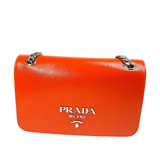 Prada Saffiano bag crossbody orange with chain strap