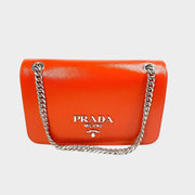 Prada Saffiano bag crossbody orange with chain strap