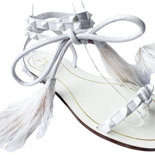 Valentino Flair Sandals with Rockstuds and feathers, lace up