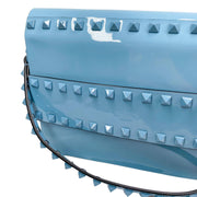 Front view of Valentino Patent Crossbody Bag highlighting polished patent leather and refined detailing