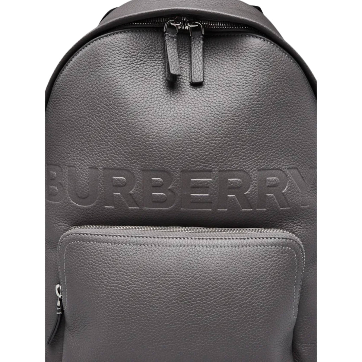 Close-up view of Burberry Abbeydale backpack in grey