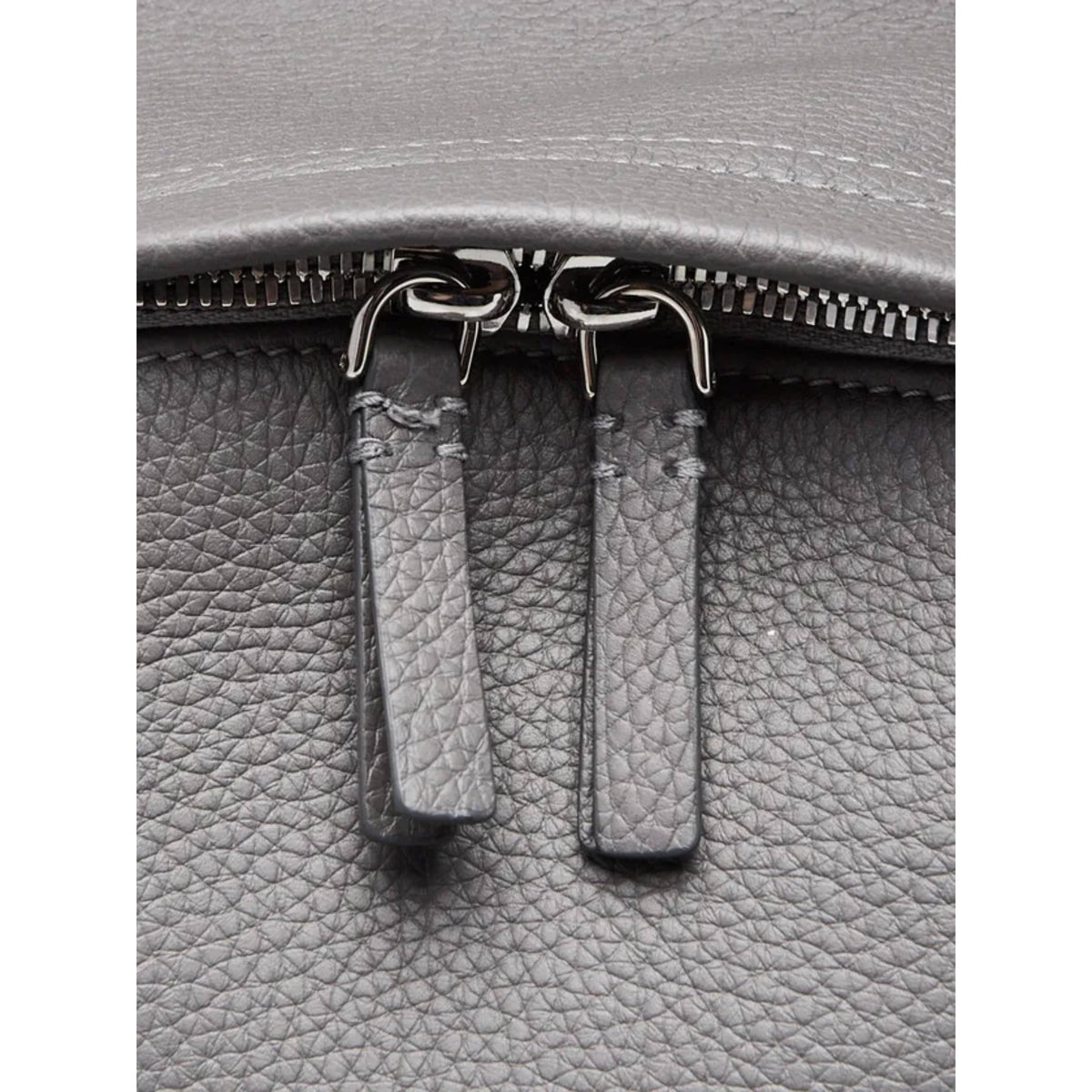 Zip detail of Burberry Abbeydale backpack in grey
