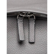 Zip detail of Burberry Abbeydale backpack in grey
