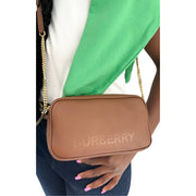 Burberry brown leather logo camera crossbody bag luxury designer accessory for women