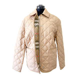 Burberry check detail on Dalry quilted jacket in camel