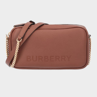 Burberry logo elongated camera bag in brown leather luxury designer handbag South Africa