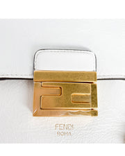 Detail view of Fendi Kan U shoulder bag in white with clean design