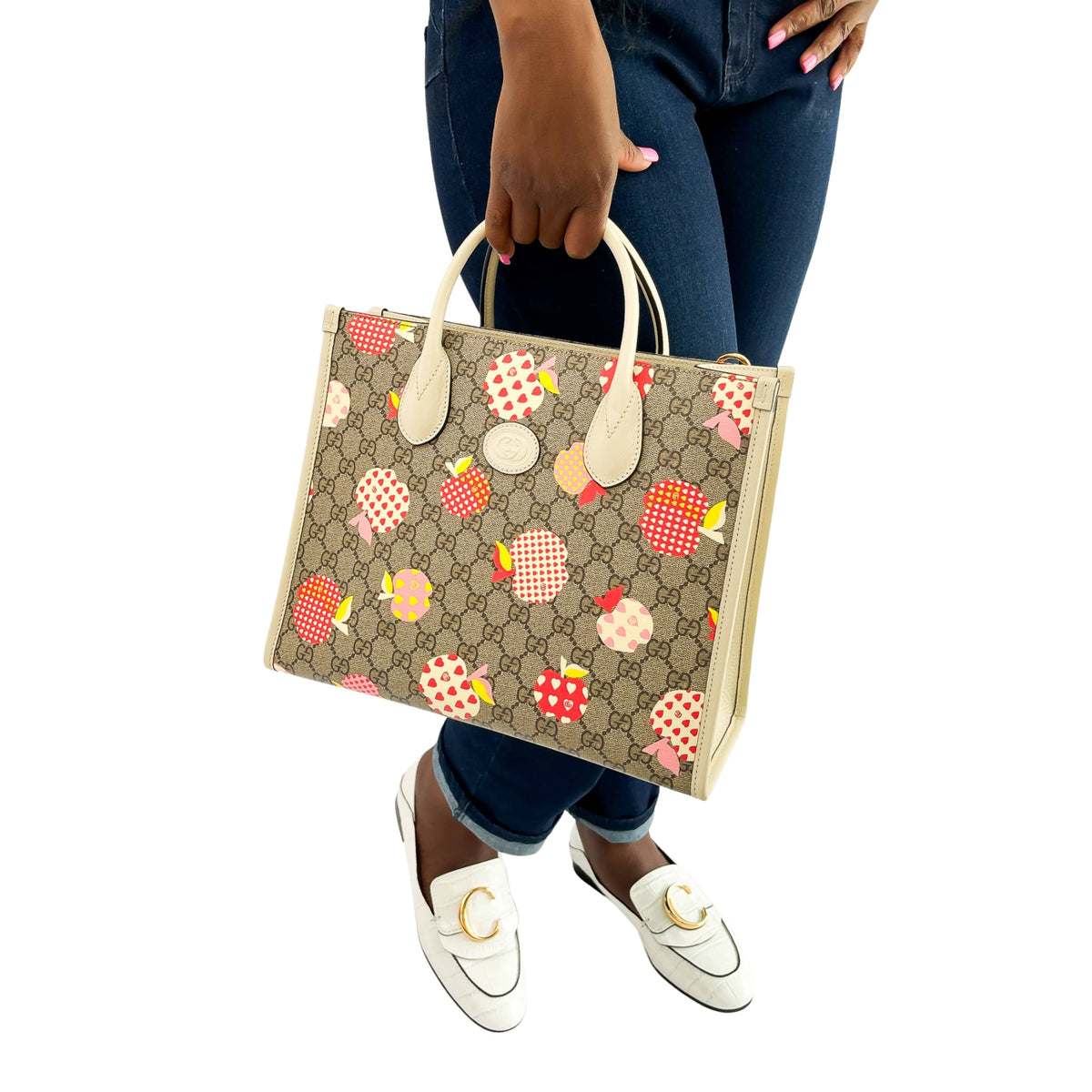 Luxury Gucci apple print canvas tote bag – stylish designer handbag in South Africa