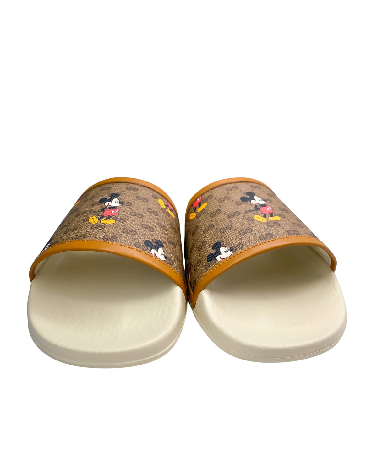 Gucci x Mickey Mouse slides front view luxury designer slides