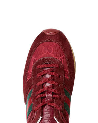 Close-up of Gucci burgundy Re-Motion sneaker detail
