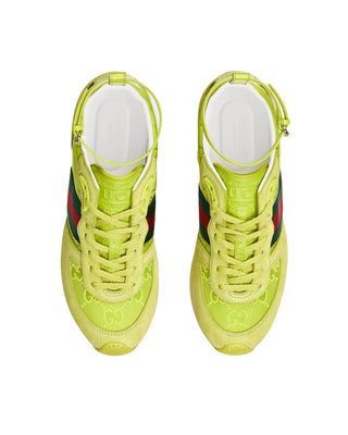 Top view of Gucci Re-Motion pistachio sneakers showing lightweight construction