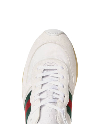 Close-up of Gucci white Re-Motion sneaker detail