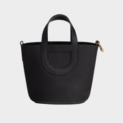 Hermès In-the-Loop 18 handbag in black Clemence leather featuring gold-tone Chaîne d'Ancre top handles and structured bucket shape.