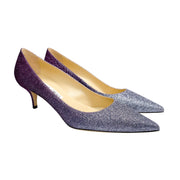 Close up of the pointed toe and ombre color gradient on Jimmy Choo Aza 30 shoes