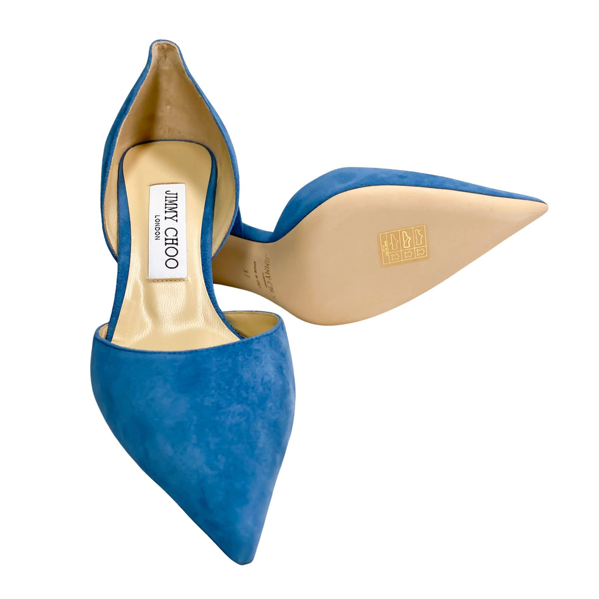 Side profile view showcasing the elegant silhouette and 85mm heel of Jimmy Choo Darylin pumps