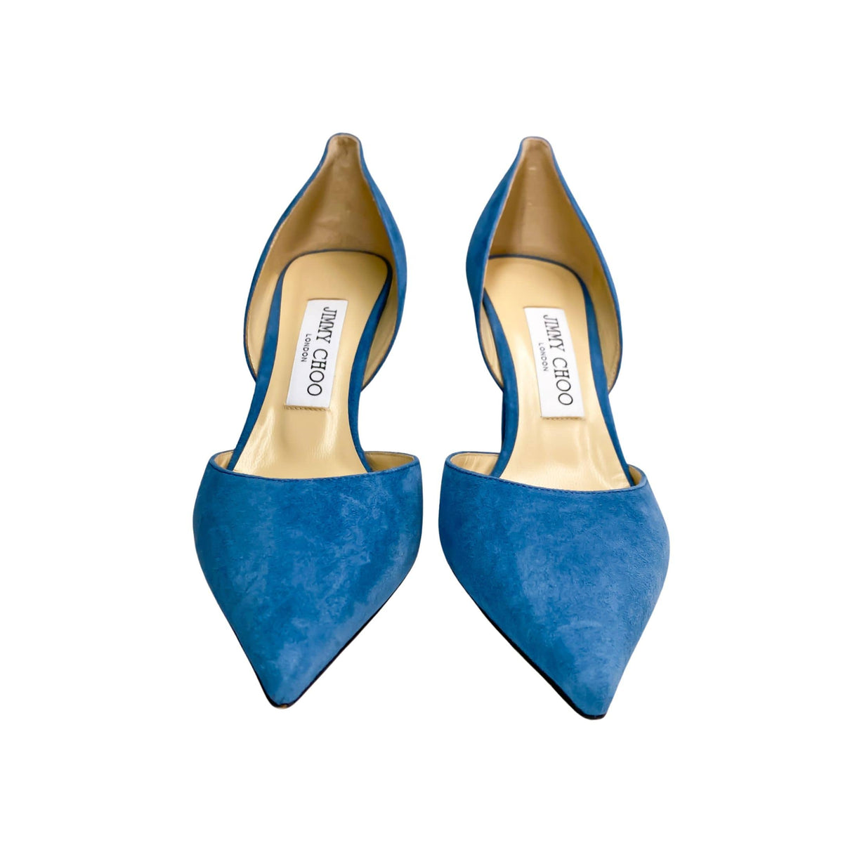 Three quarter studio shot of Jimmy Choo Darylin 85 asymmetric dOrsay heels