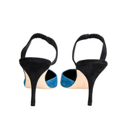 Manolo Blahnik Fenco 70 luxury designer mid heel sling-back heels back view