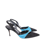 Manolo Blahnik Fenco 70 luxury designer mid heel sling-back heels side view