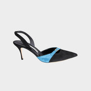 Manolo Blahnik Fenco 70 luxury designer mid heel sling-back heels