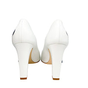 Back view of Manolo Blahnik Sidonia heels showing heel detail