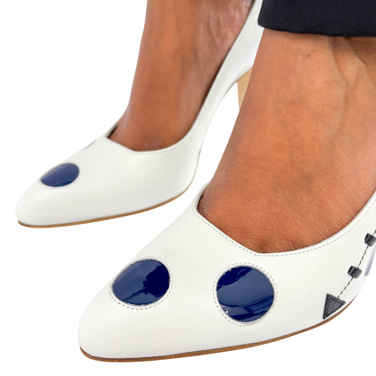 Close-up of Manolo Blahnik Sidonia heels showing premium material and craftsmanship