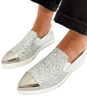 Miu Miu slip-on sneakers pointed toe worn by a model