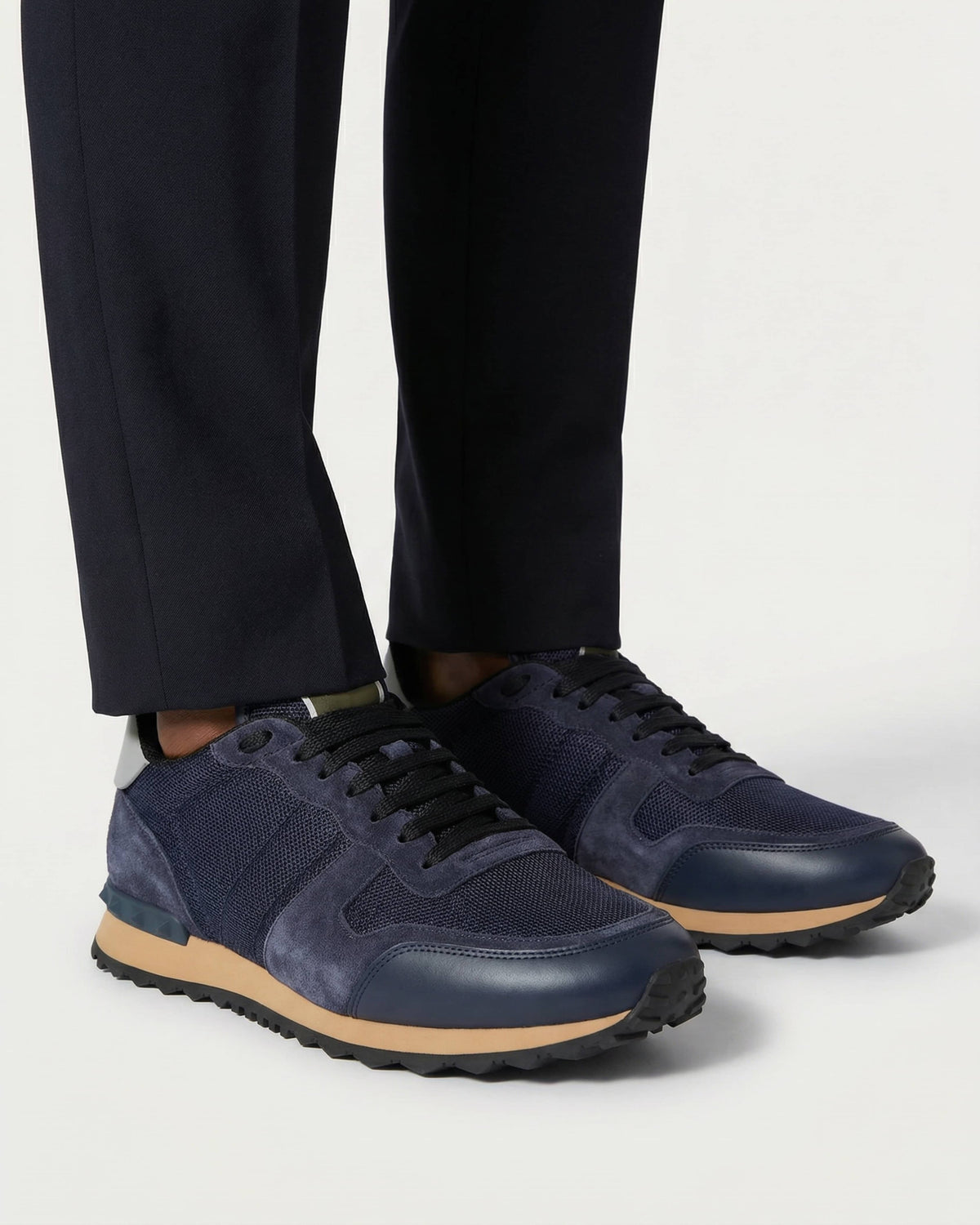Valentino Rockrunner mesh sneakers in Night and Marine showcasing sporty silhouette and luxury detailing